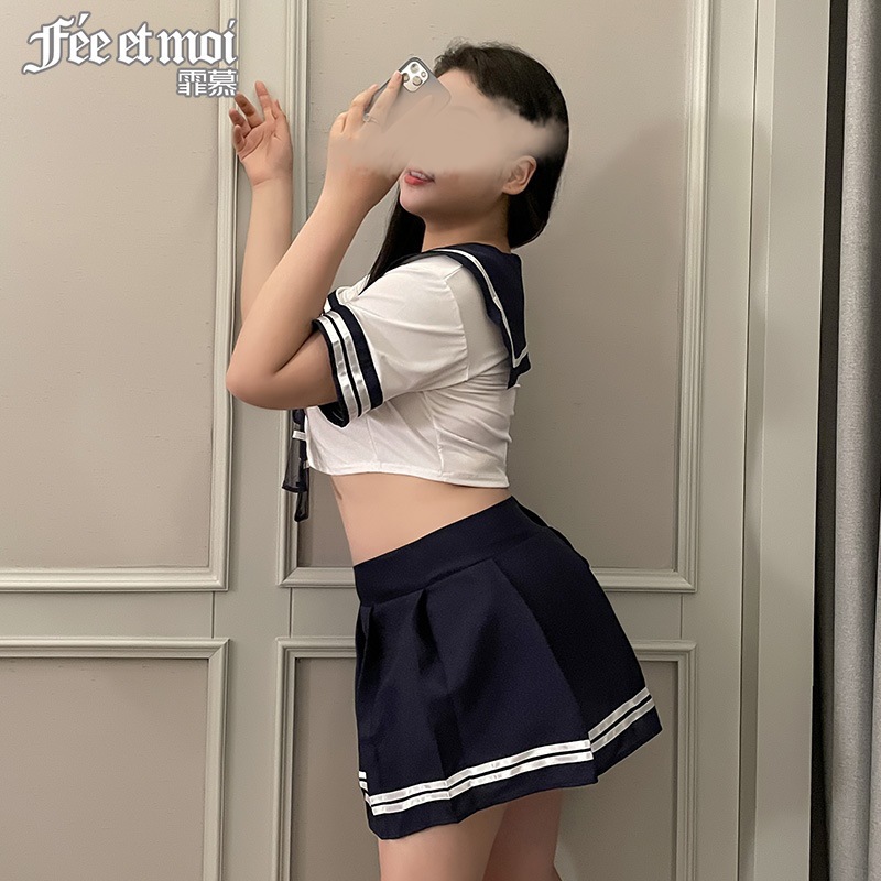 深蓝白校园制服情趣套装图片 3