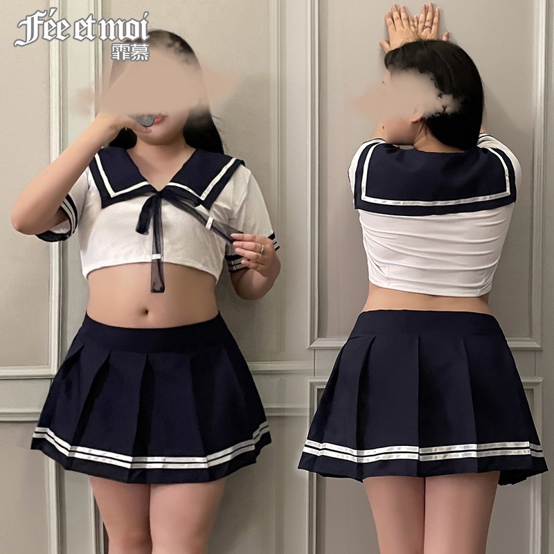 深蓝白校园制服情趣套装图片 2