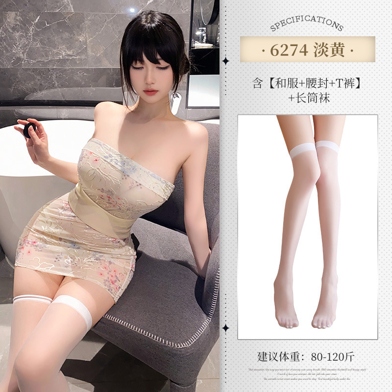 霏慕 6274 刺绣印花透视和服套装图片 7